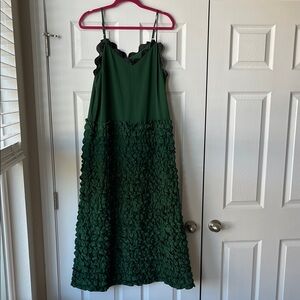 Cynthia Rowley Green Ruffle Midi Dress